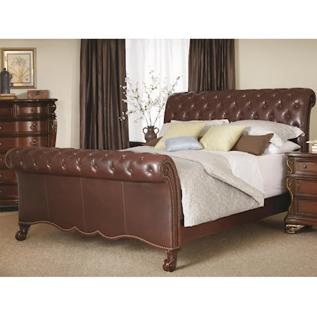 King Button-Tufted Sleigh Bed